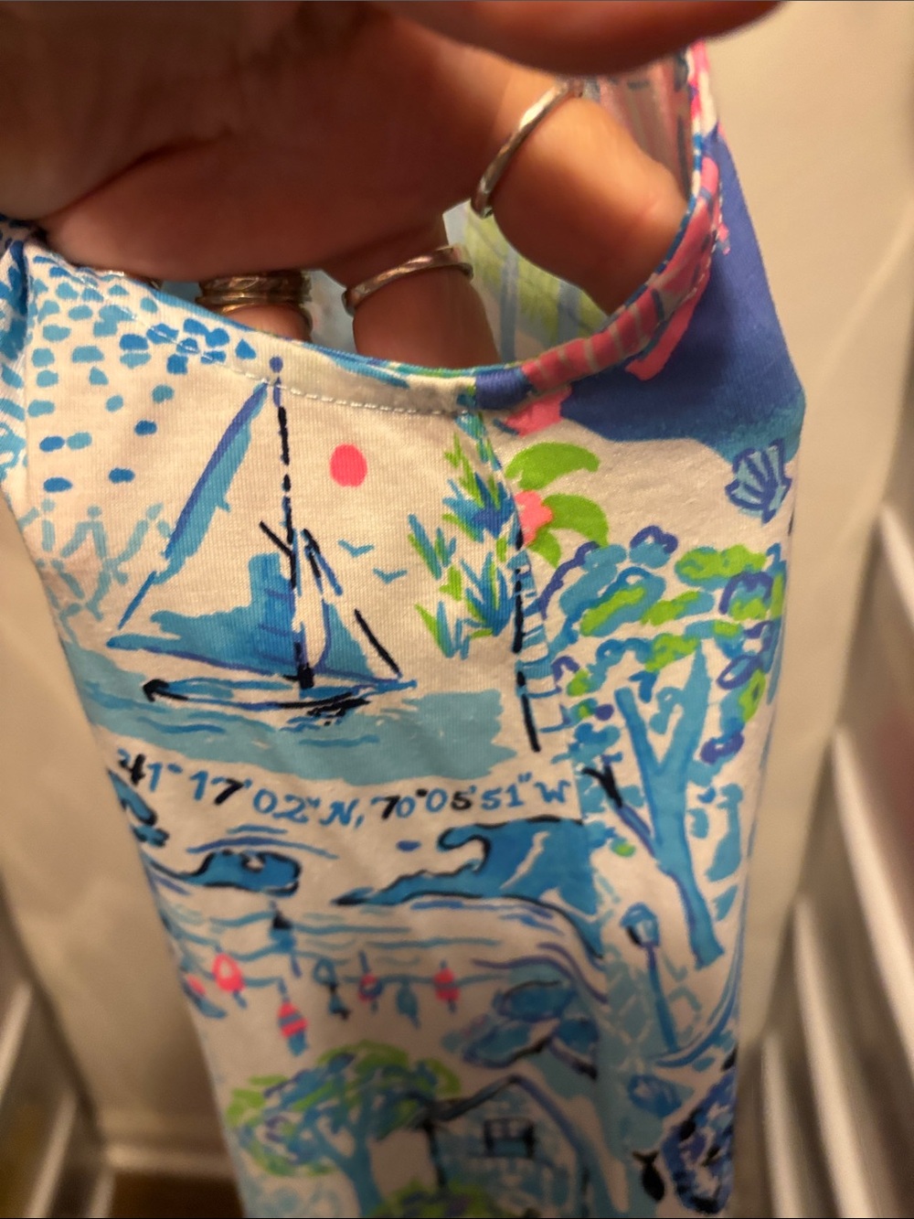 Lilly Pulitzer Blue, White, Pink & Green Nautical Print Sleeveless Dress NWOT - Picture 7 of 8